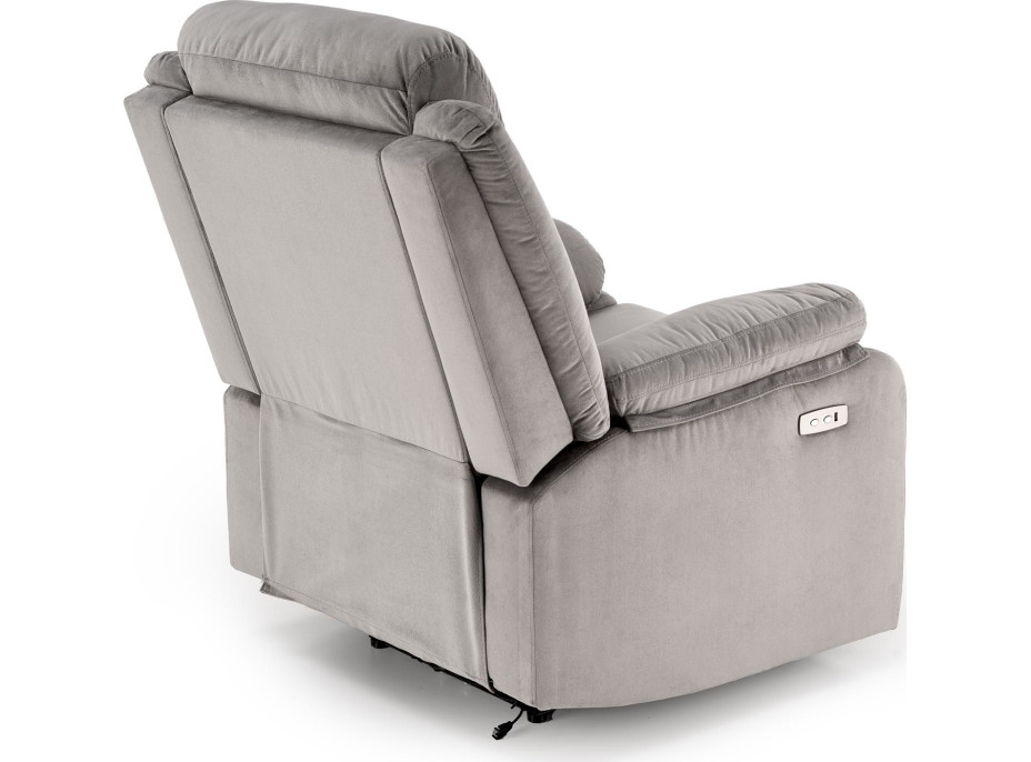 Elektrické polohovacie kreslo LORIS - čalúnené látkou - popolavo šedé