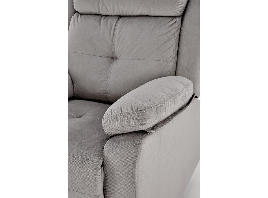 Elektrické polohovacie kreslo LORIS - čalúnené látkou - popolavo šedé