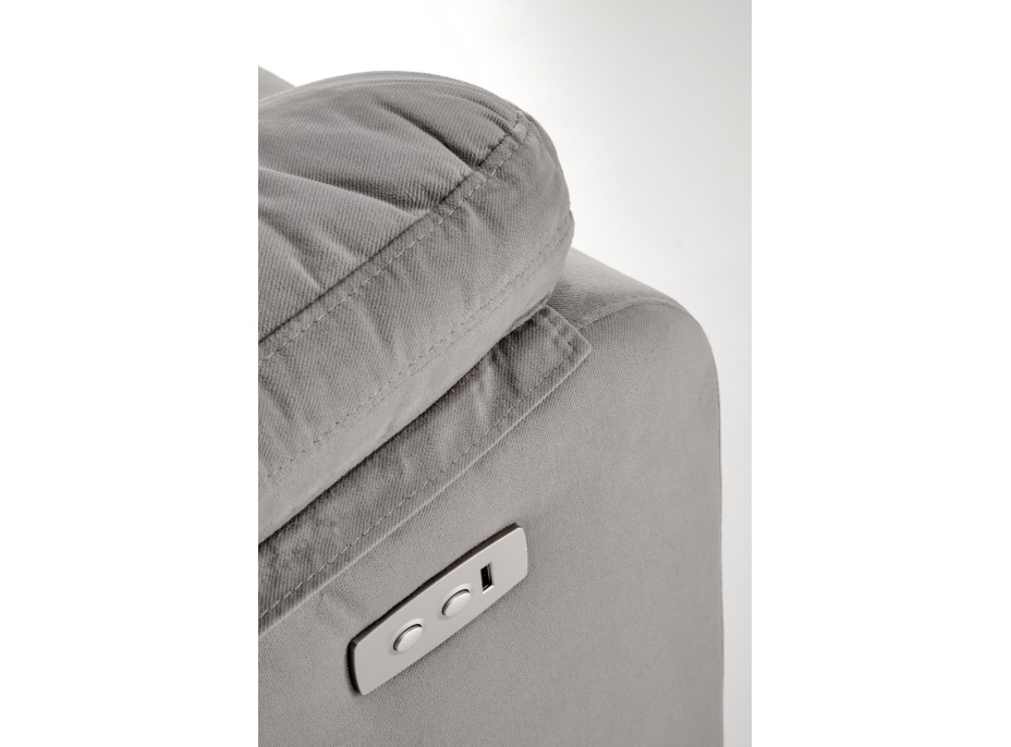 Elektrické polohovacie kreslo LORIS - čalúnené látkou - popolavo šedé