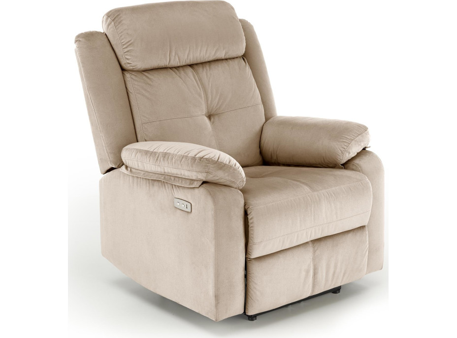 Elektrické polohovacie kreslo LORIS - čalúnené látkou - béžové