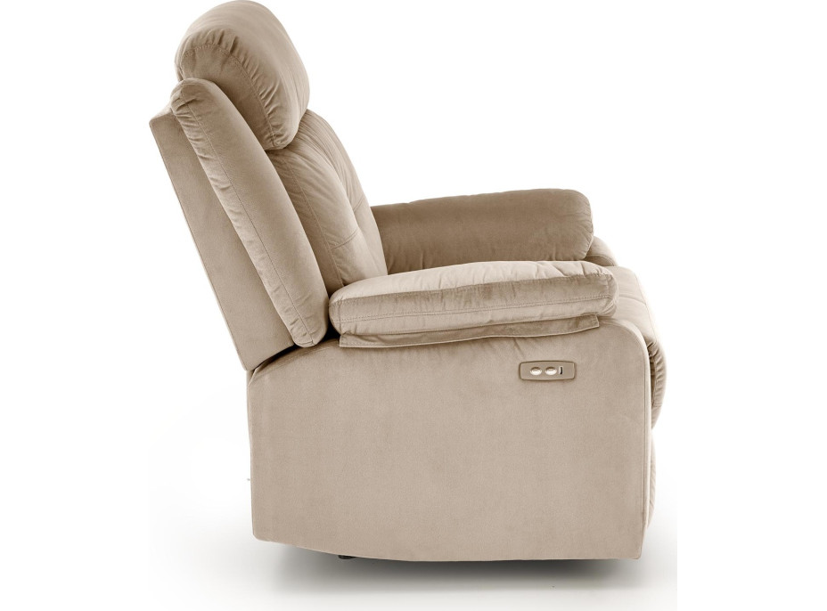 Elektrické polohovacie kreslo LORIS - čalúnené látkou - béžové