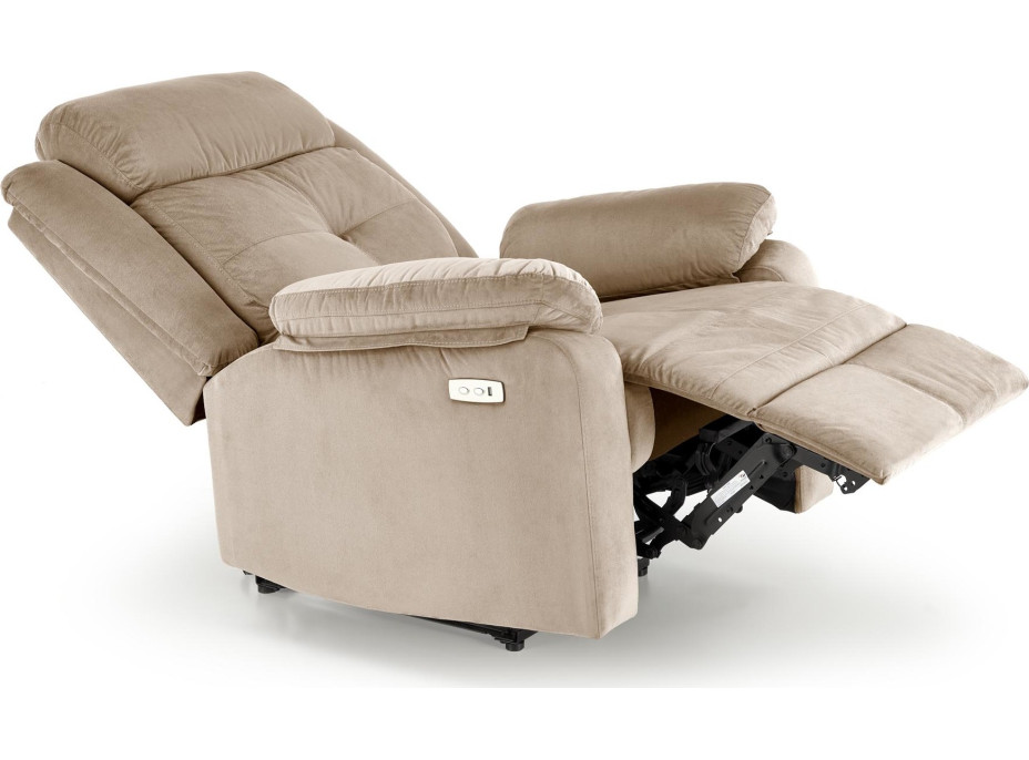 Elektrické polohovacie kreslo LORIS - čalúnené látkou - béžové