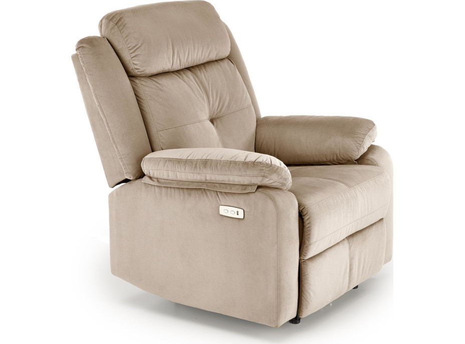 Elektrické polohovacie kreslo LORIS - čalúnené látkou - béžové