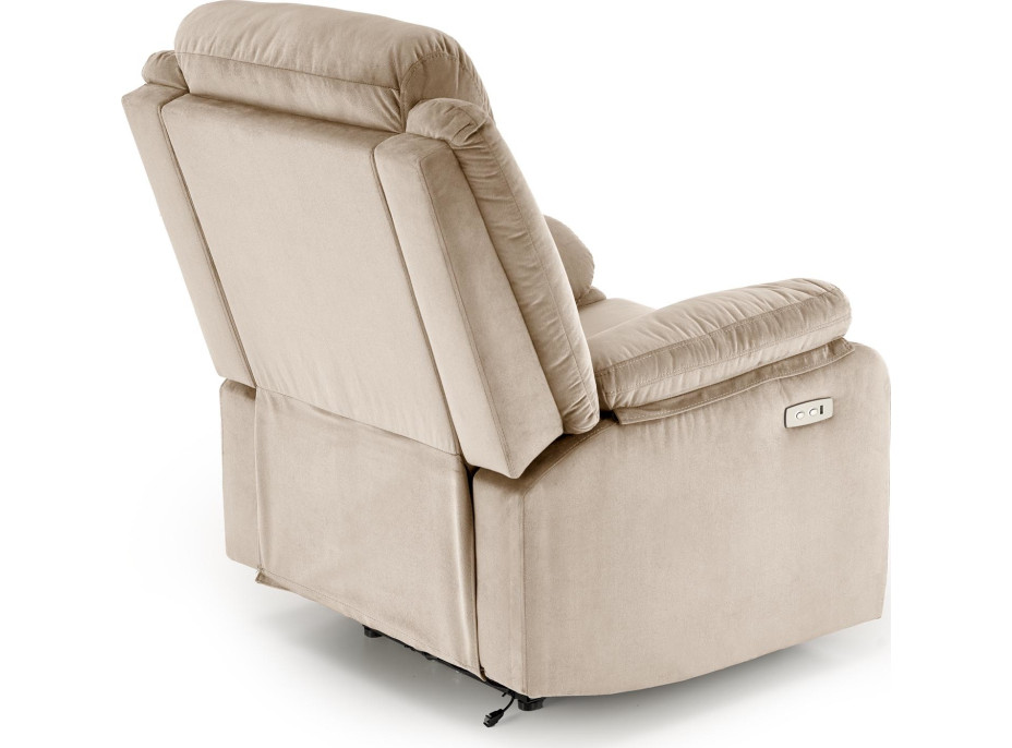 Elektrické polohovacie kreslo LORIS - čalúnené látkou - béžové