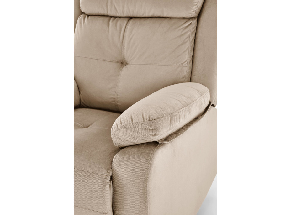 Elektrické polohovacie kreslo LORIS - čalúnené látkou - béžové