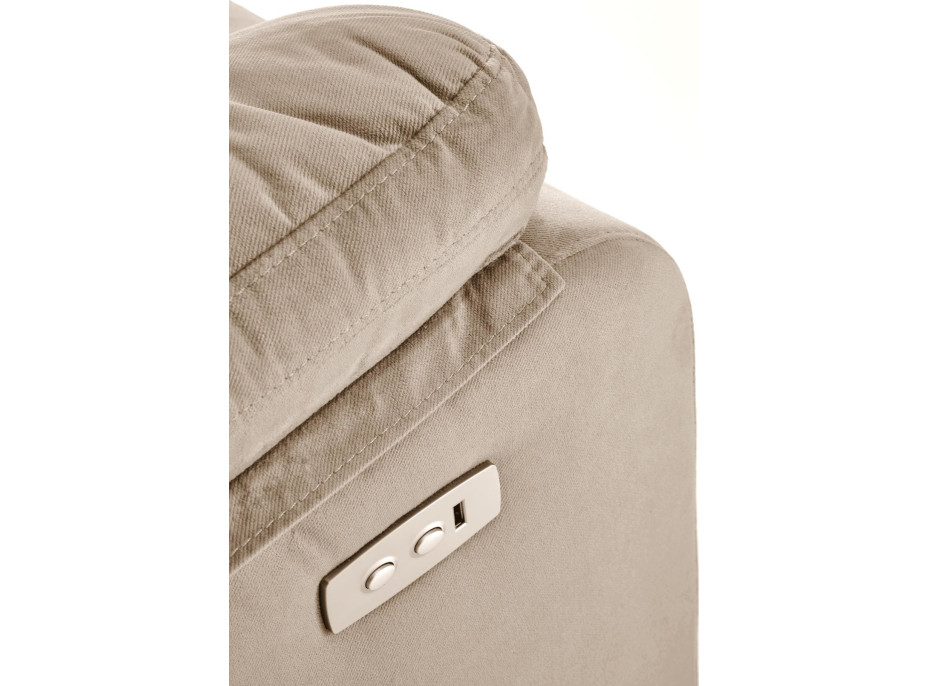 Elektrické polohovacie kreslo LORIS - čalúnené látkou - béžové