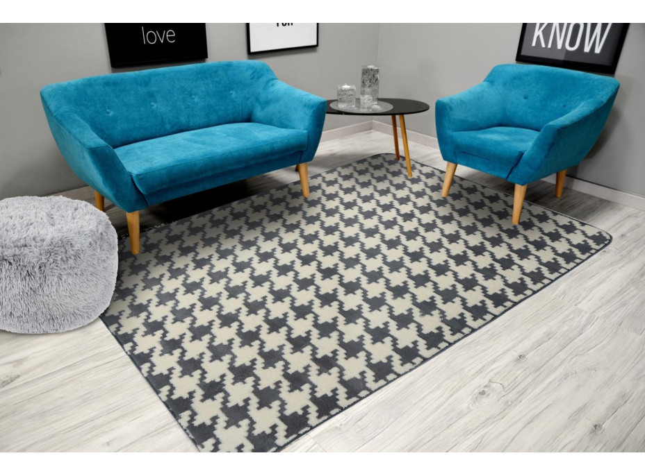 Plyšový koberec 3D Home - Clover - sivý, 140x200 cm