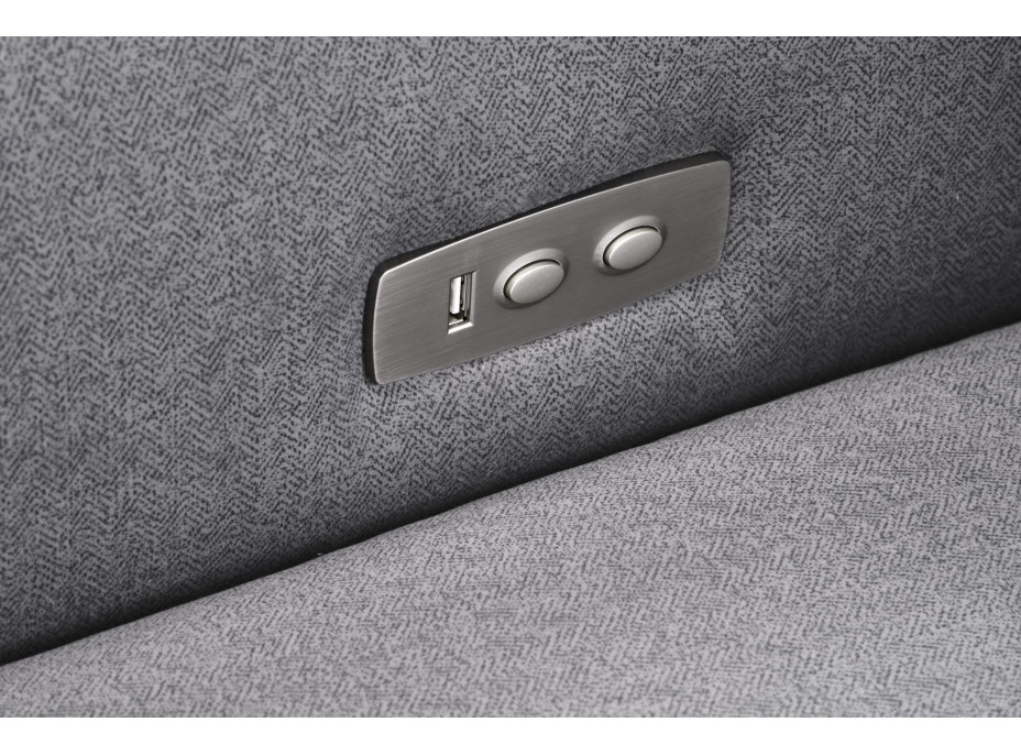 Elektrické polohovacie kreslo GELATO - čalúnené látkou - popolavo šedé