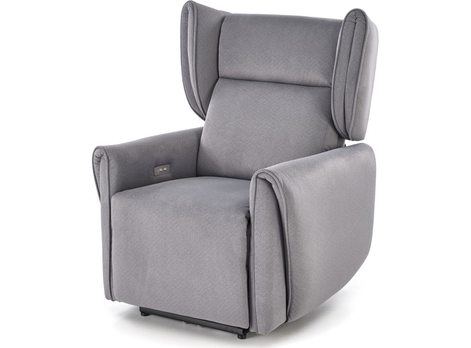 Elektrické polohovacie kreslo GELATO - čalúnené látkou - popolavo šedé