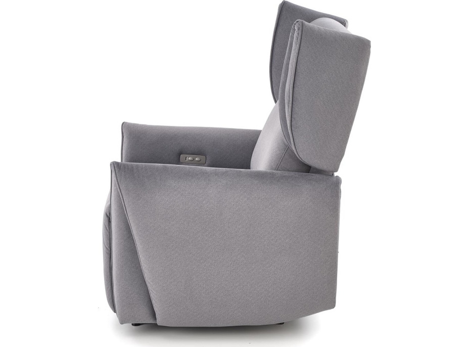 Elektrické polohovacie kreslo GELATO - čalúnené látkou - popolavo šedé