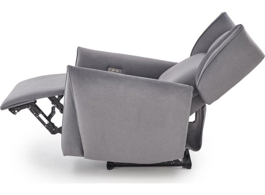 Elektrické polohovacie kreslo GELATO - čalúnené látkou - popolavo šedé