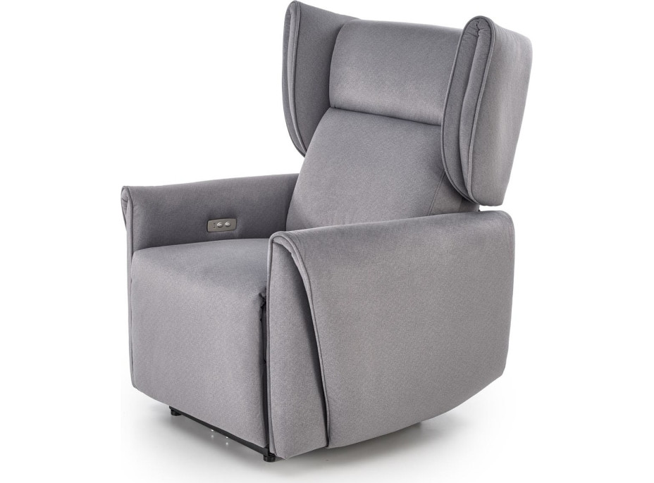 Elektrické polohovacie kreslo GELATO - čalúnené látkou - popolavo šedé