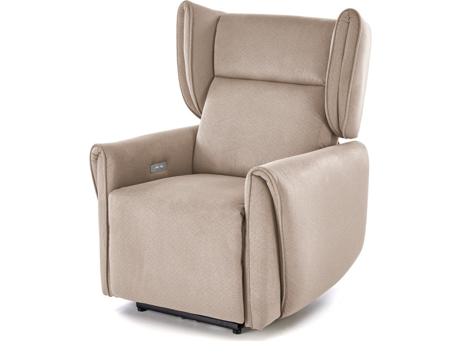 Elektrické polohovacie kreslo GELATO - čalúnené látkou - béžové