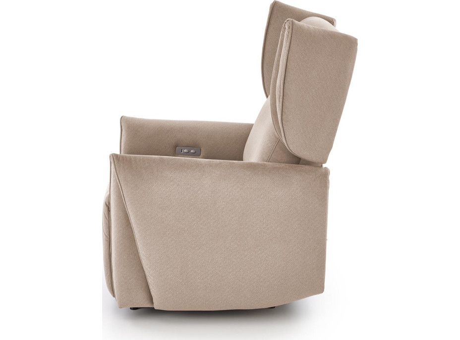 Elektrické polohovacie kreslo GELATO - čalúnené látkou - béžové