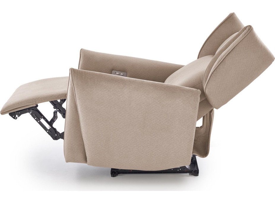 Elektrické polohovacie kreslo GELATO - čalúnené látkou - béžové