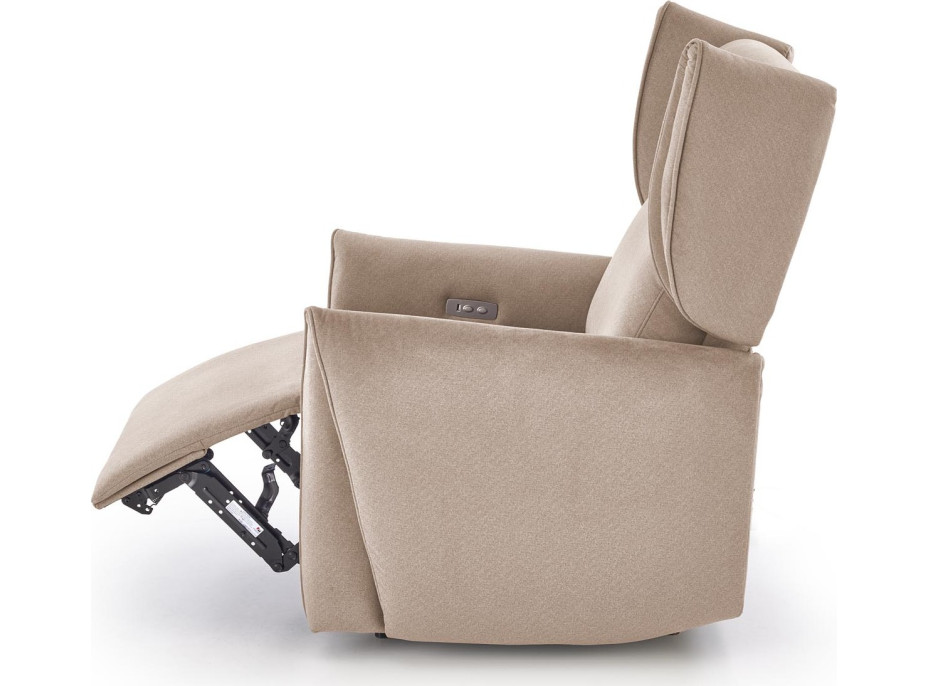 Elektrické polohovacie kreslo GELATO - čalúnené látkou - béžové