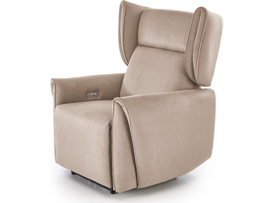 Elektrické polohovacie kreslo GELATO - čalúnené látkou - béžové