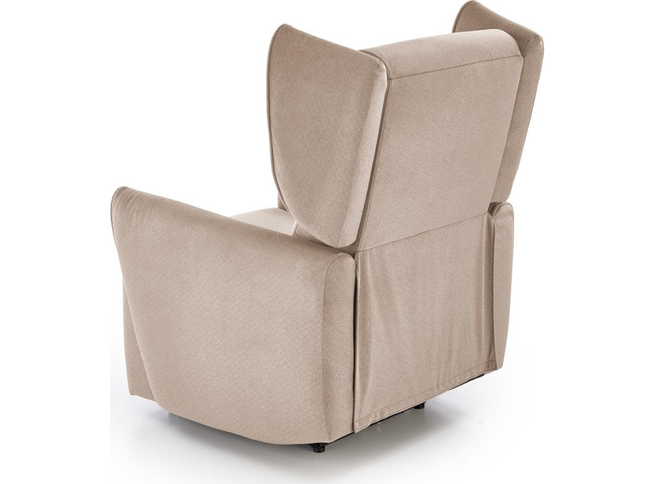 Elektrické polohovacie kreslo GELATO - čalúnené látkou - béžové