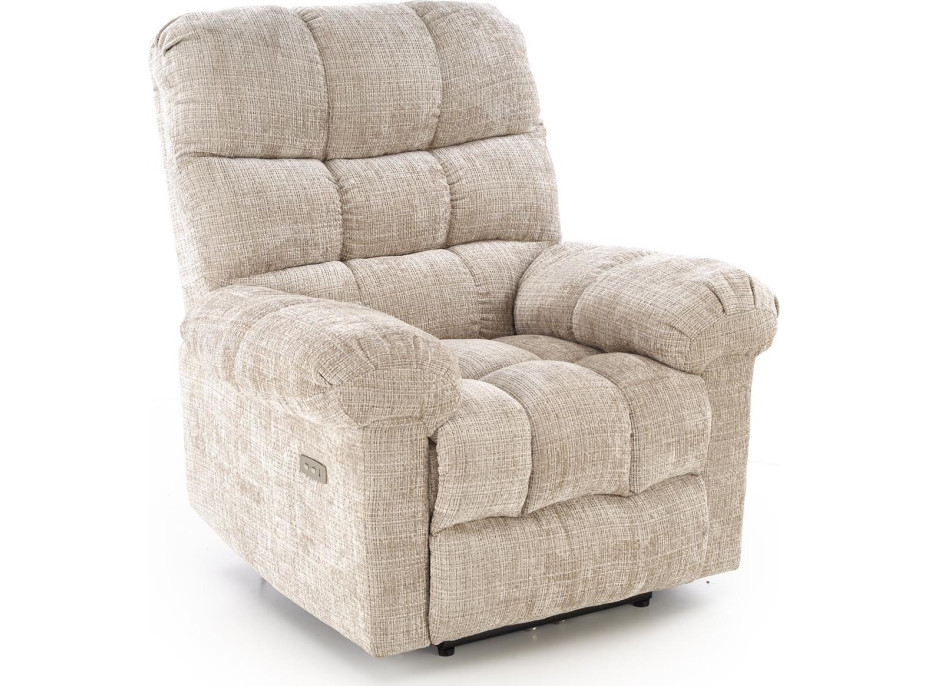 Elektrické polohovacie kreslo AMORE - čalúnené látkou - béžové