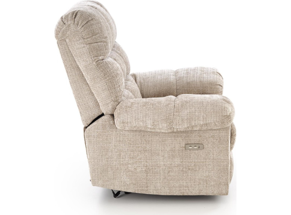 Elektrické polohovacie kreslo AMORE - čalúnené látkou - béžové