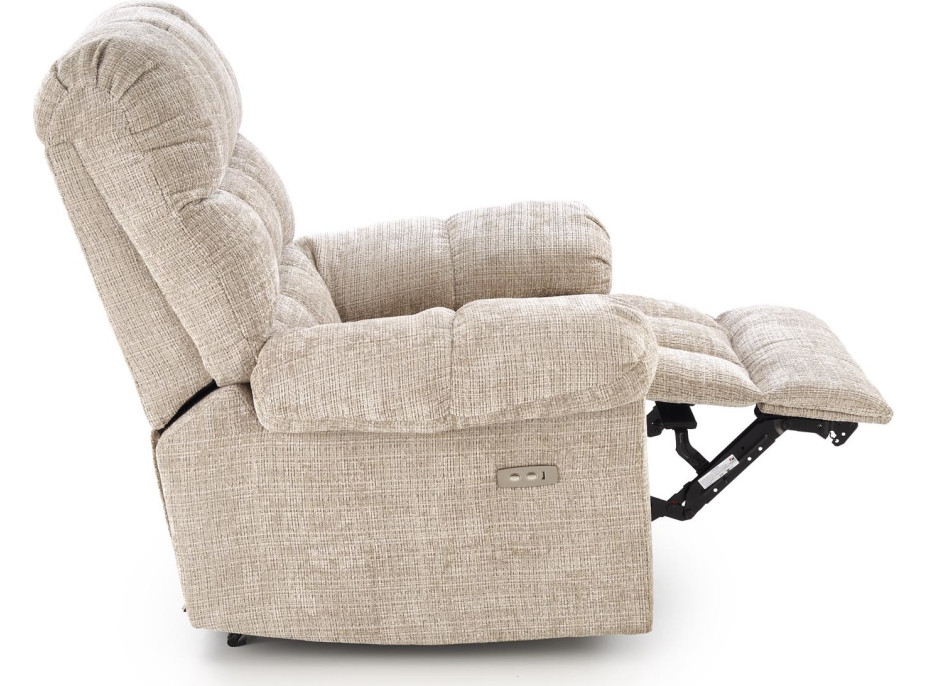 Elektrické polohovacie kreslo AMORE - čalúnené látkou - béžové