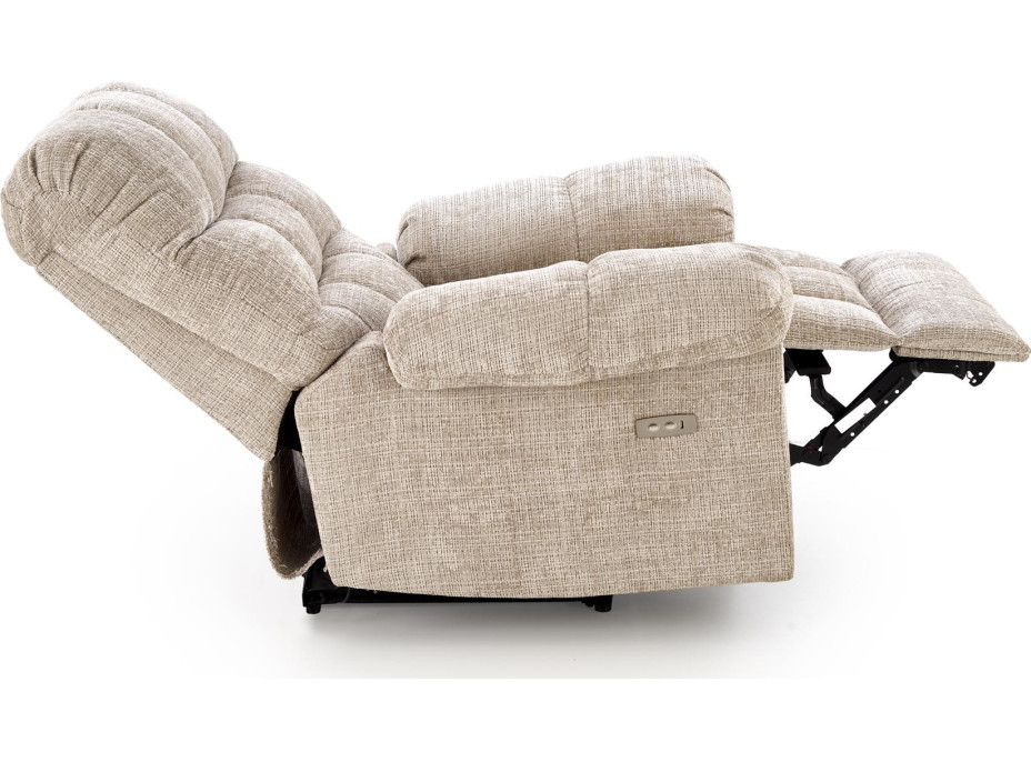 Elektrické polohovacie kreslo AMORE - čalúnené látkou - béžové