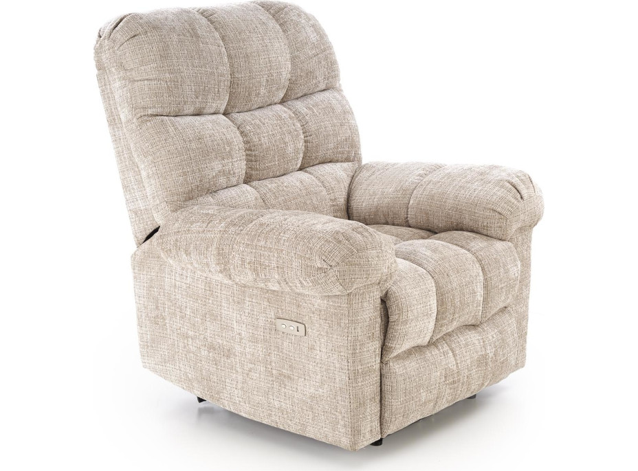 Elektrické polohovacie kreslo AMORE - čalúnené látkou - béžové