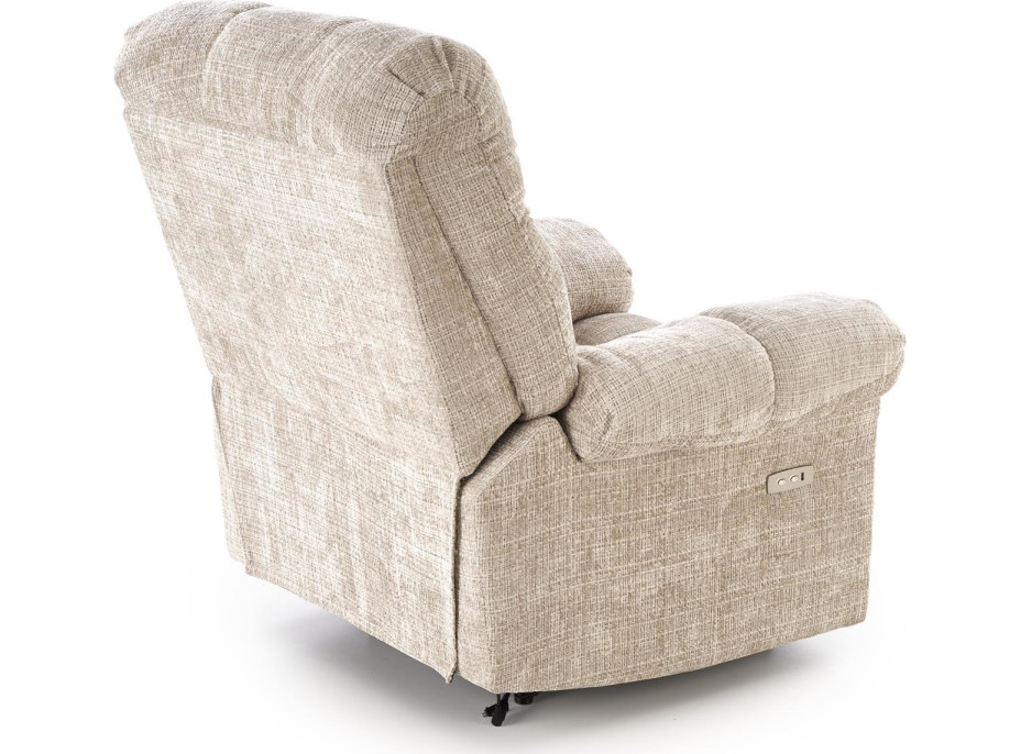 Elektrické polohovacie kreslo AMORE - čalúnené látkou - béžové