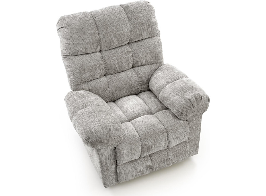 Elektrické polohovacie kreslo AMORE - čalúnené látkou - popolavo šedé