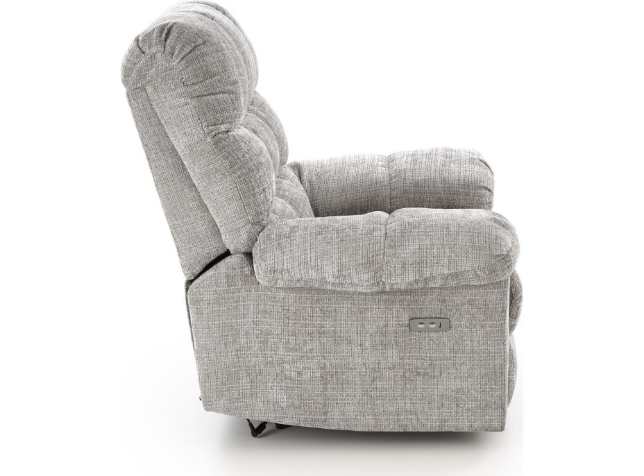 Elektrické polohovacie kreslo AMORE - čalúnené látkou - popolavo šedé