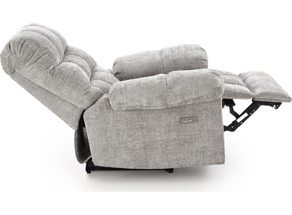 Elektrické polohovacie kreslo AMORE - čalúnené látkou - popolavo šedé