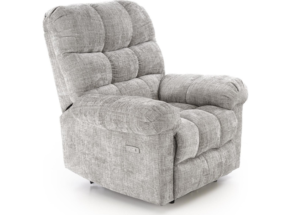 Elektrické polohovacie kreslo AMORE - čalúnené látkou - popolavo šedé