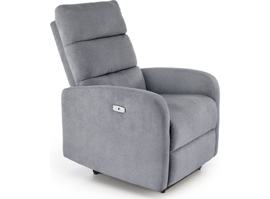 Elektrické polohovacie kreslo CARINIO - čalúnené látkou - popolavo šedé