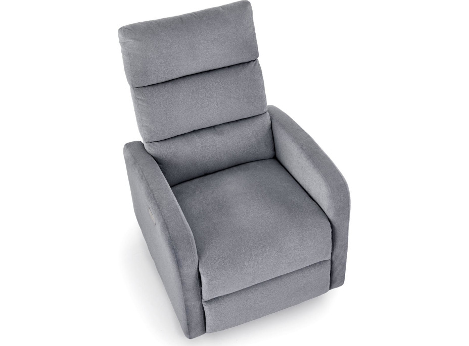 Elektrické polohovacie kreslo CARINIO - čalúnené látkou - popolavo šedé