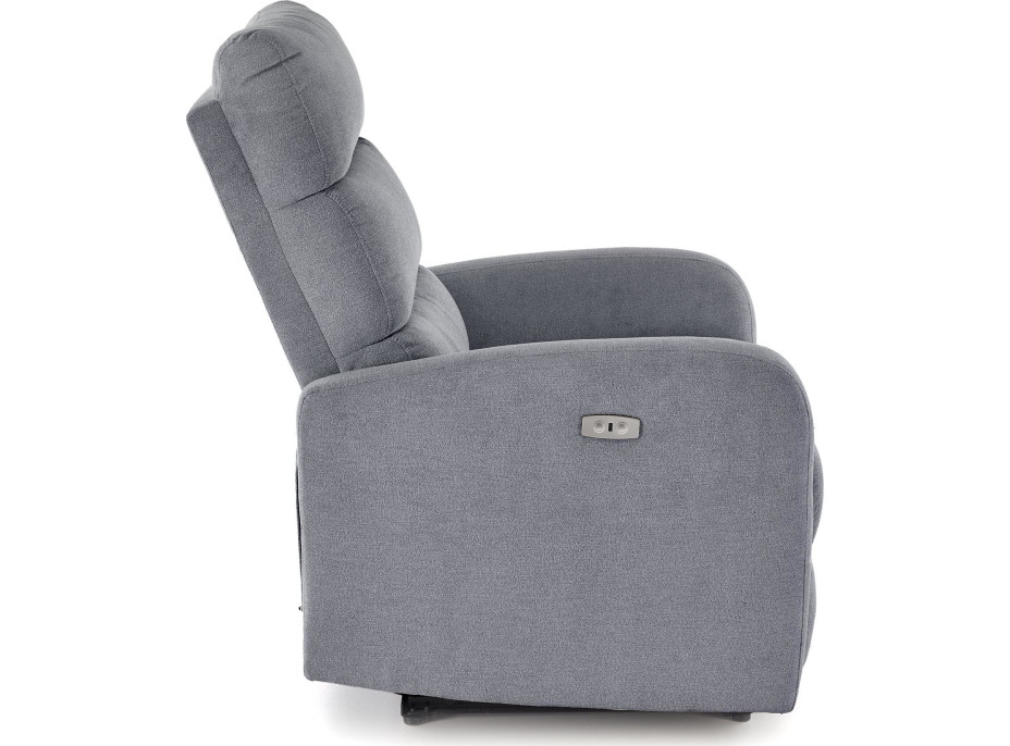 Elektrické polohovacie kreslo CARINIO - čalúnené látkou - popolavo šedé