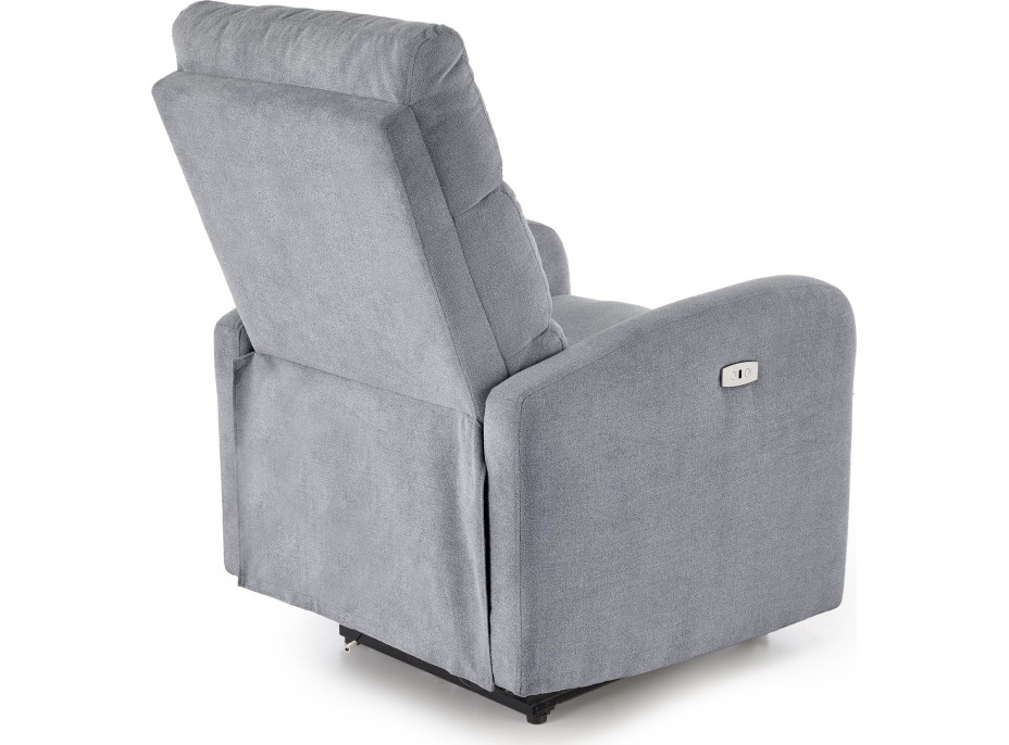 Elektrické polohovacie kreslo CARINIO - čalúnené látkou - popolavo šedé