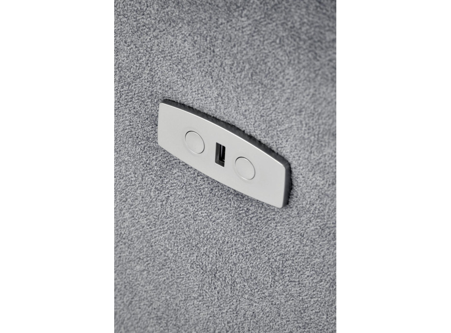 Elektrické polohovacie kreslo CARINIO - čalúnené látkou - popolavo šedé