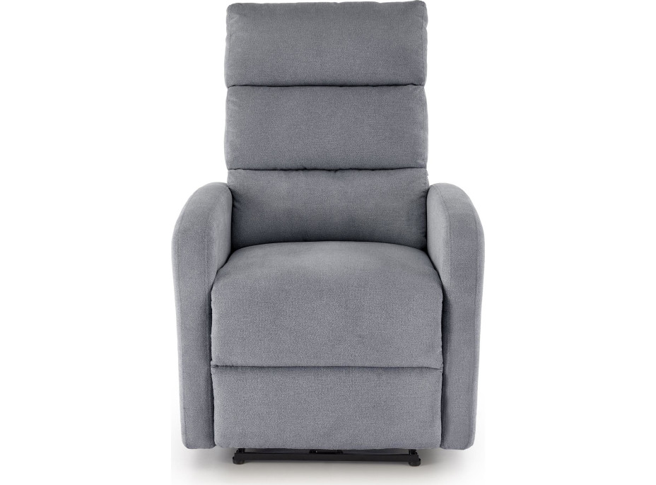 Elektrické polohovacie kreslo CARINIO - čalúnené látkou - popolavo šedé