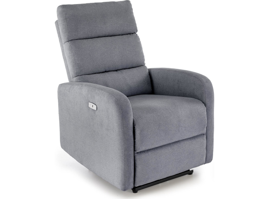 Elektrické polohovacie kreslo CARINIO - čalúnené látkou - popolavo šedé