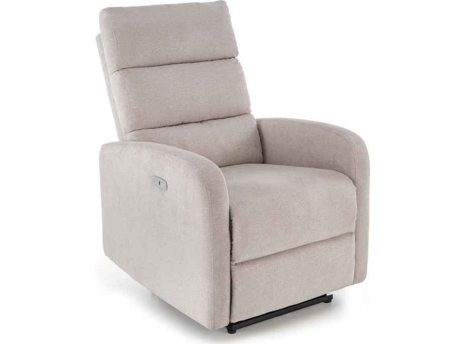 Elektrické polohovacie kreslo CARINIO - čalúnené látkou - béžové