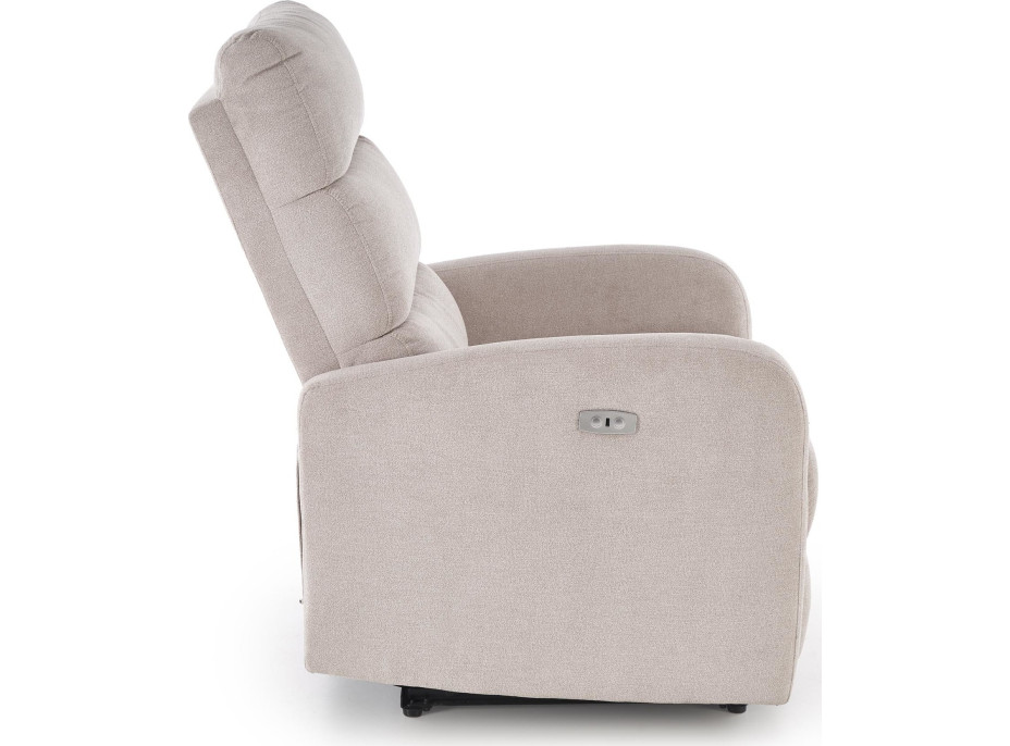 Elektrické polohovacie kreslo CARINIO - čalúnené látkou - béžové