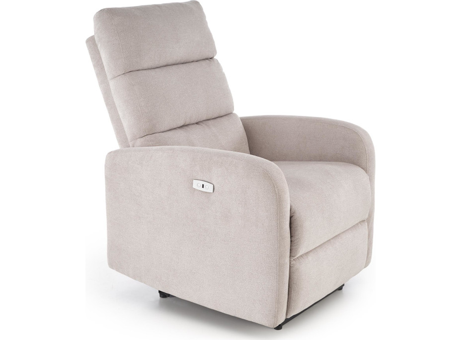 Elektrické polohovacie kreslo CARINIO - čalúnené látkou - béžové