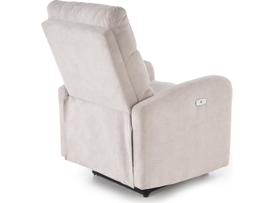 Elektrické polohovacie kreslo CARINIO - čalúnené látkou - béžové