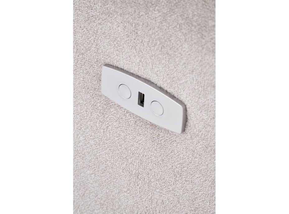 Elektrické polohovacie kreslo CARINIO - čalúnené látkou - béžové