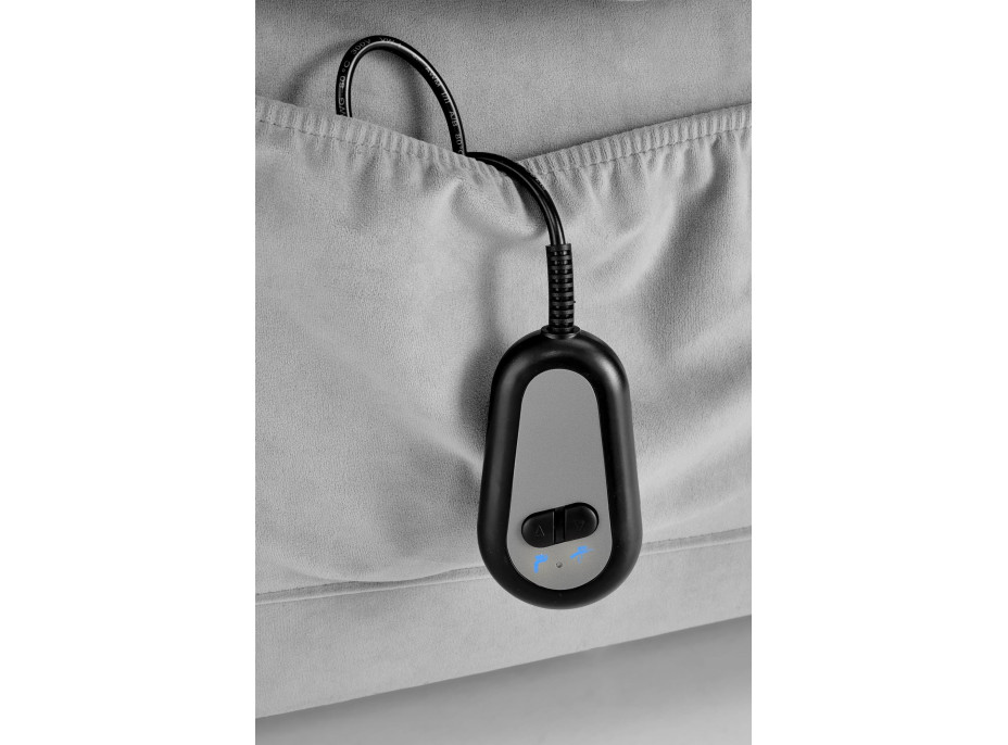 Elektrické polohovacie kreslo HORTON - čalúnené látkou - popolavo šedé