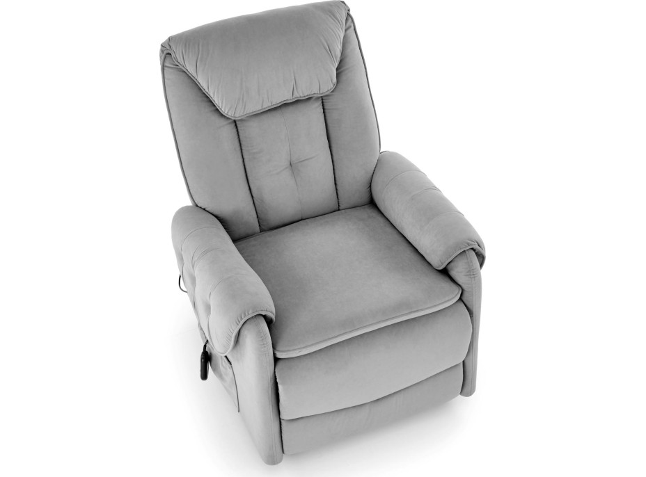 Elektrické polohovacie kreslo HORTON - čalúnené látkou - popolavo šedé