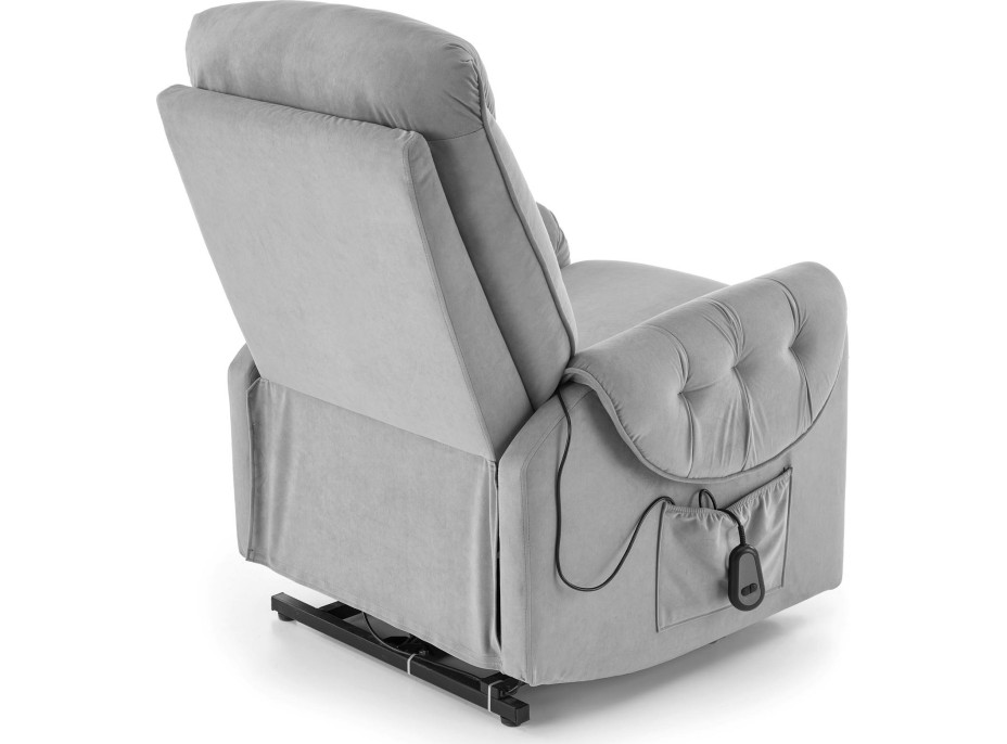 Elektrické polohovacie kreslo HORTON - čalúnené látkou - popolavo šedé