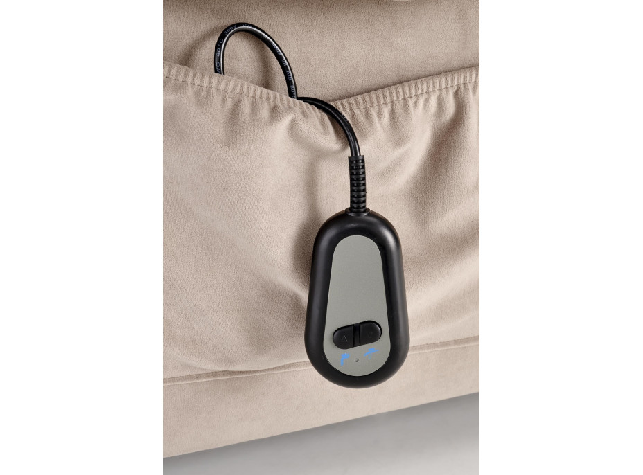 Elektrické polohovacie kreslo HORTON - čalúnené látkou - béžové