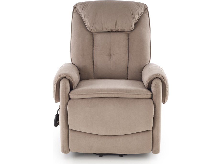 Elektrické polohovacie kreslo HORTON - čalúnené látkou - béžové