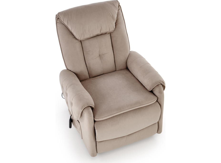 Elektrické polohovacie kreslo HORTON - čalúnené látkou - béžové